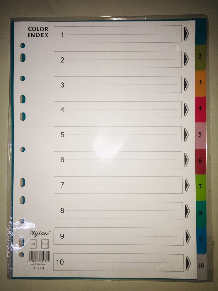 KC00373 - PLASTIC INDEZ DIVIDER - A4 - YIJIAN