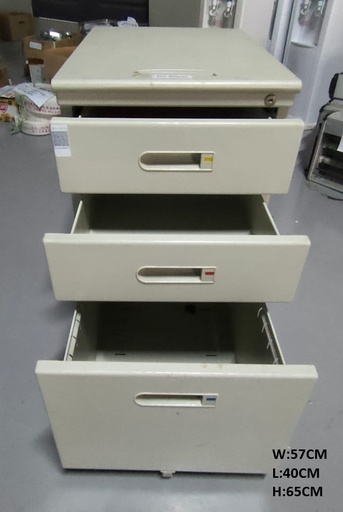 [KC00060] KC00060 - MOBILE PEDESTAL 3-DRAWER.  40CM (L) x 57CM (W) x 65CM(H)
